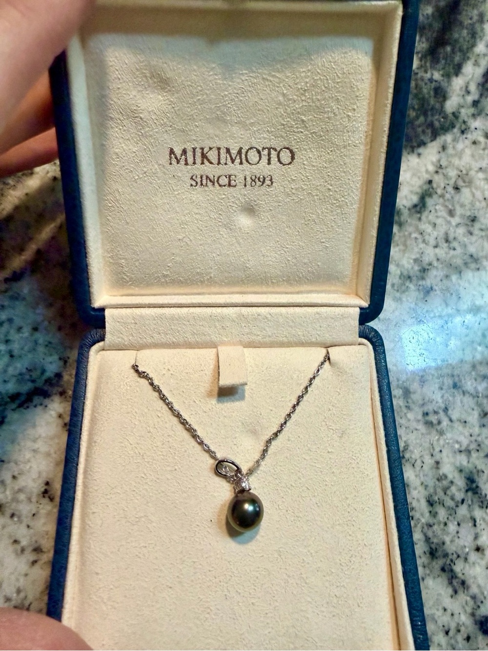 Mikimoto Tahitian Pearl Pendant Necklace in Deep Green-Black